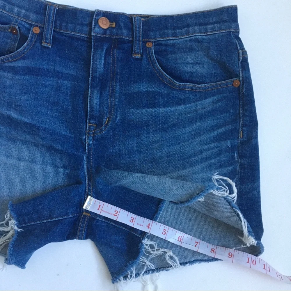 Madewell High Rise Blue Denim Jean Shorts Raw Hem Size 29